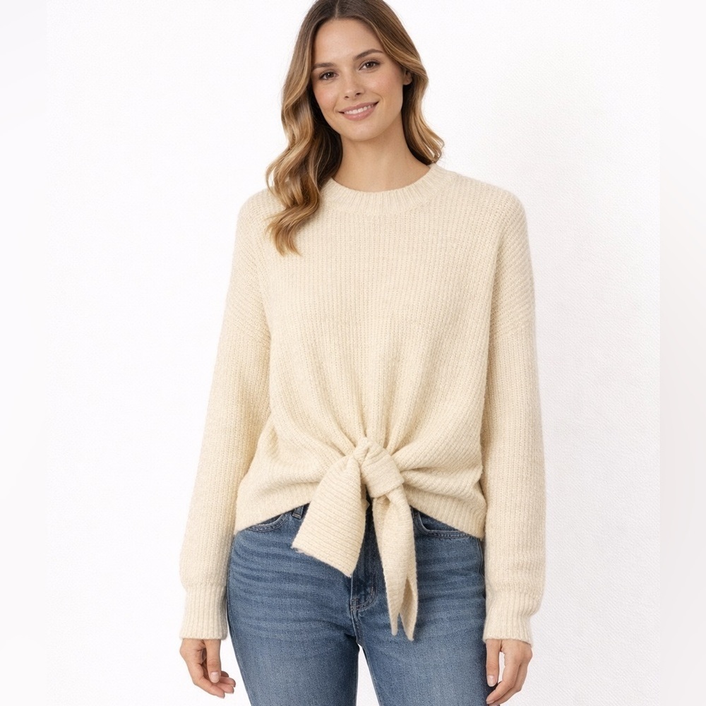 Petal & Pup Cream Captivate Tie-Front Hem Sweater Size Small/Medium
